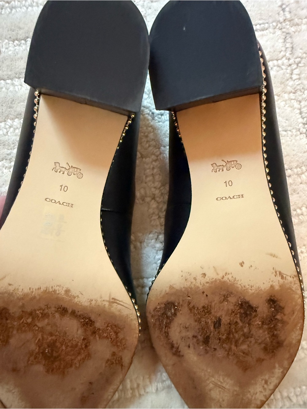 Coach Black Pointed-Toe Leather Flats with Stud Trim - Picture 6 of 8